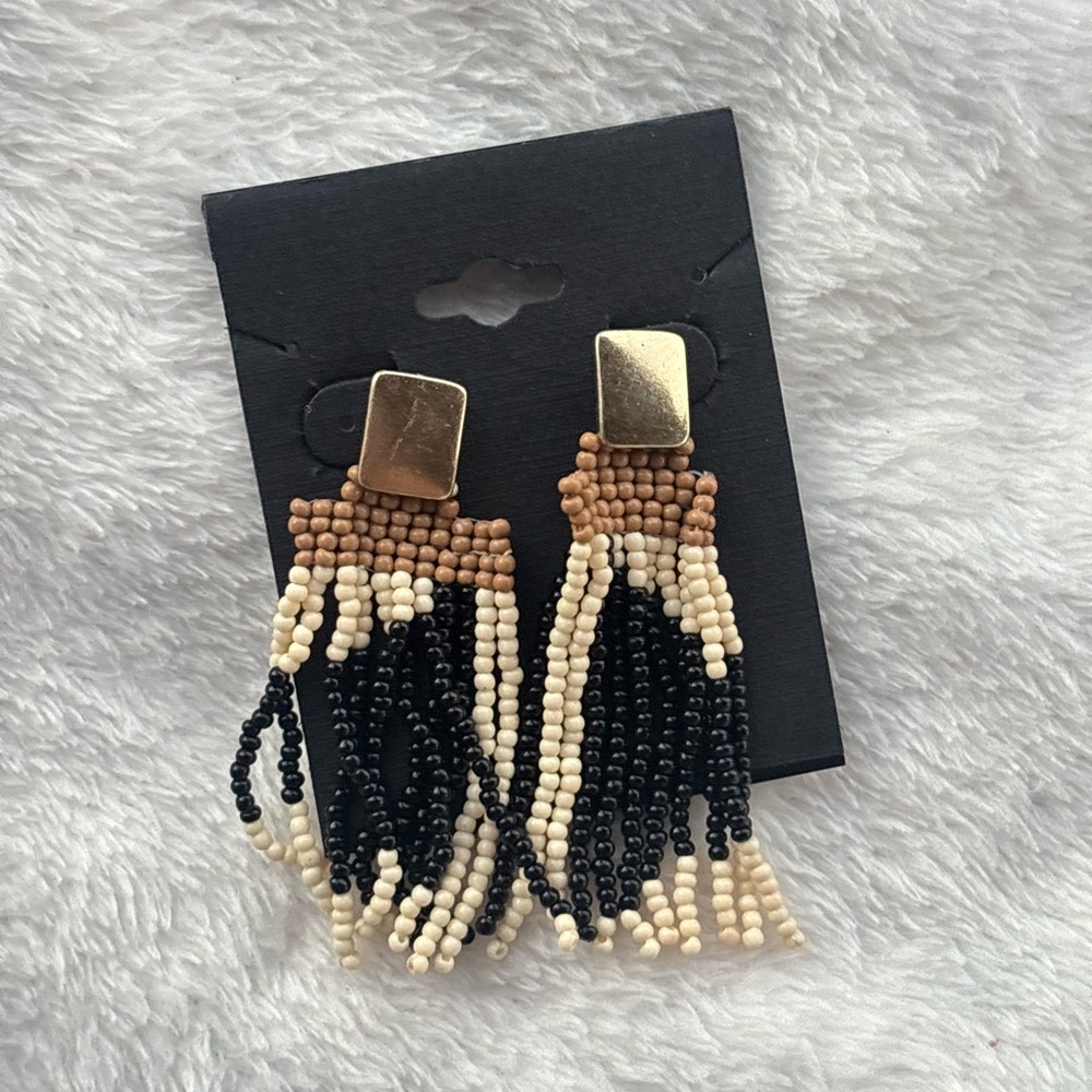 Elegant Beaded Tassel Earrings